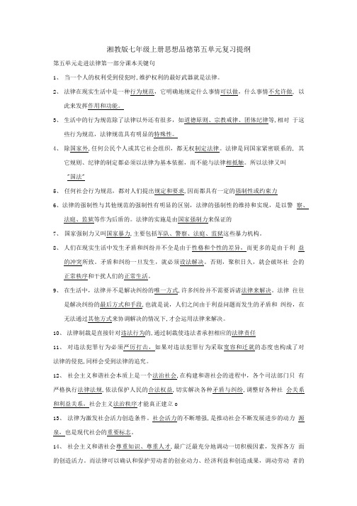 湘教版思品七上湘教版第五单元复习提纲.doc