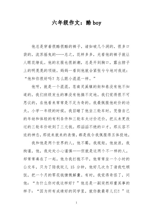 六年级作文：酷boy