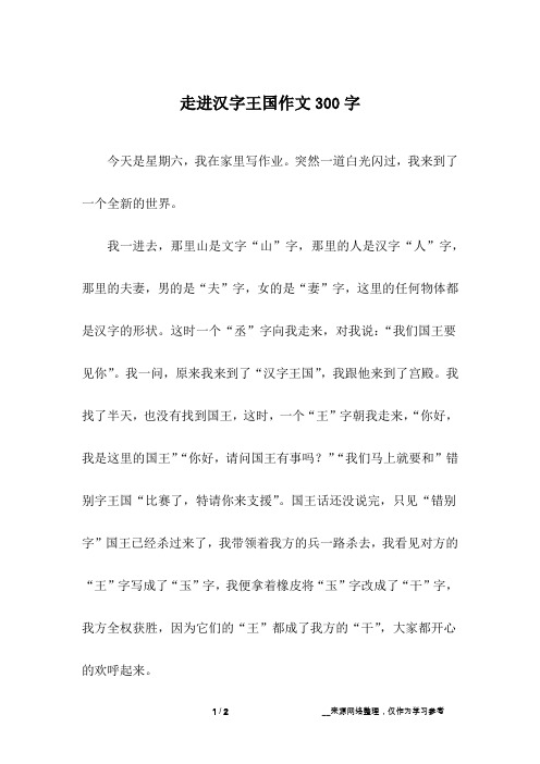 走进汉字王国作文300字