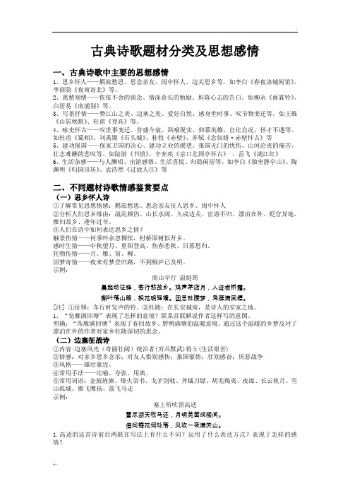 古典诗歌题材分类及思想感情