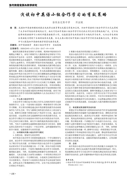 浅谈初中英语小组合作学习的有效策略