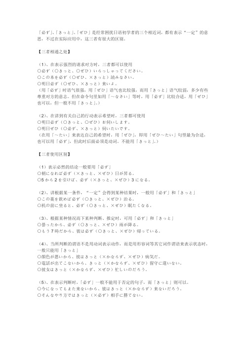 「必ず」、「きっと」、「ぜひ」区别