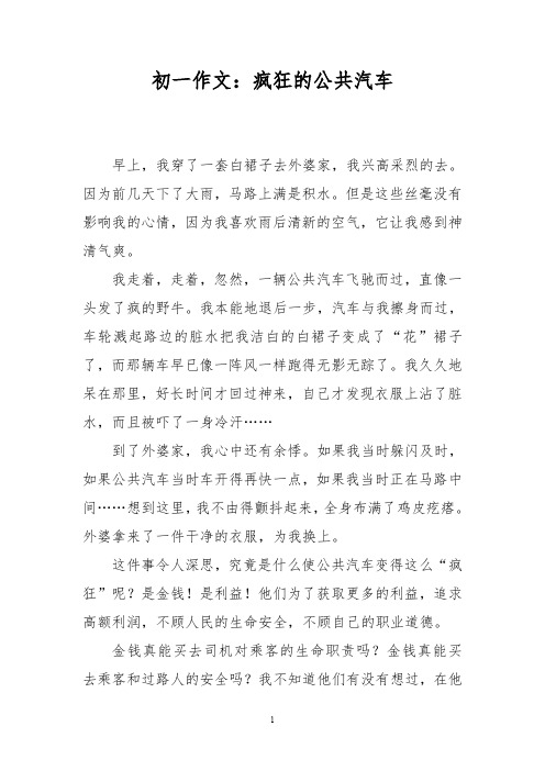 初一作文：疯狂的公共汽车