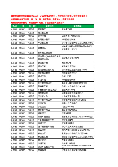 新版山东省泰安市宁阳县打印工商企业公司名录名单黄页大全44家