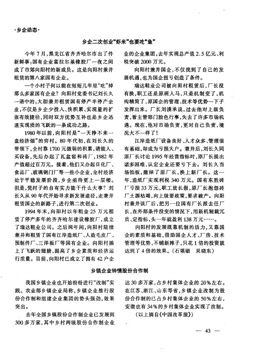 乡镇企业钟情股份合作制