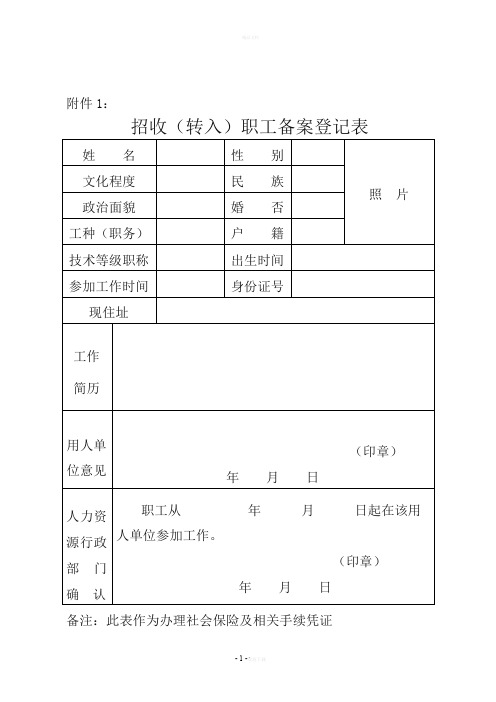 人事部员工备案表