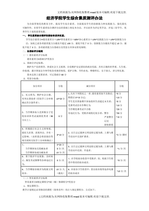 经济学院学生综合素质测评办法