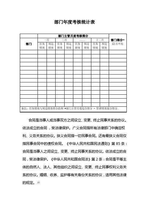 部门年度考核统计表