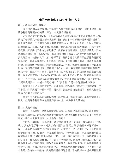 我的小秘密作文600字_初中作文