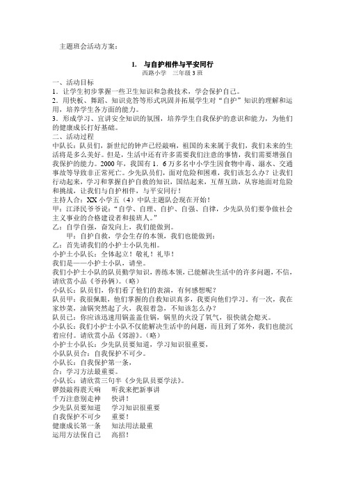 3.3主题班会活动方案