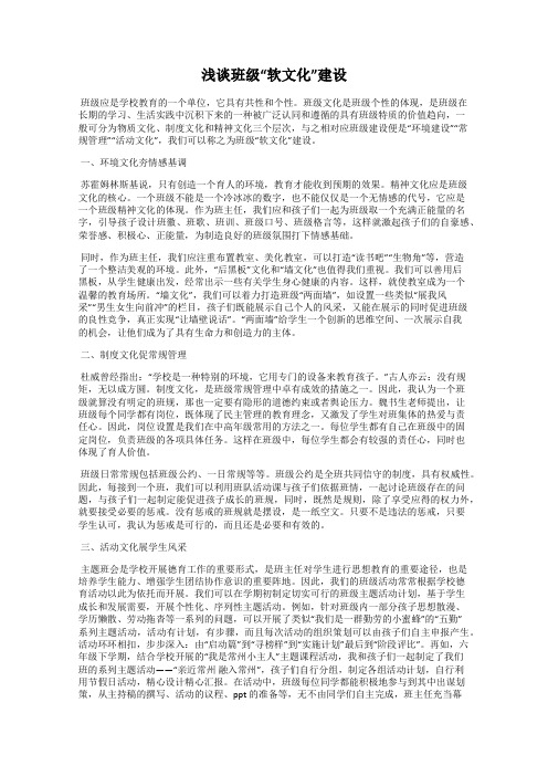 浅谈班级“软文化”建设