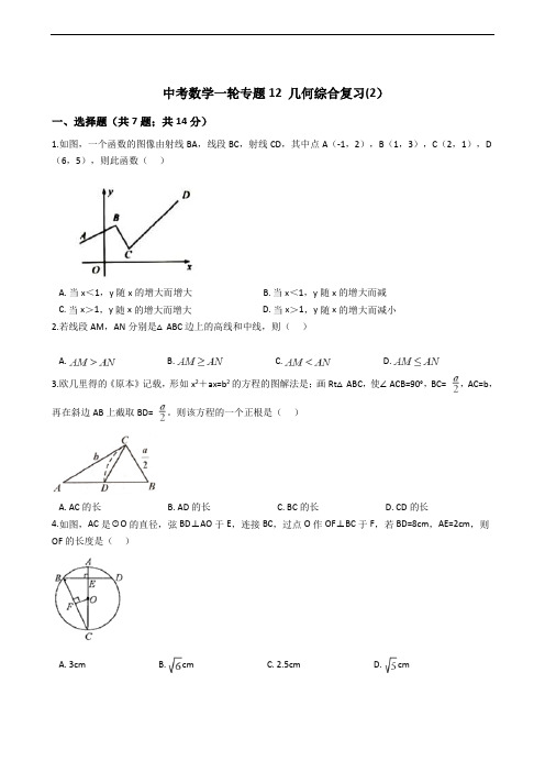 浙教版备考中考数学一轮专题12几何综合复习(2)解析版