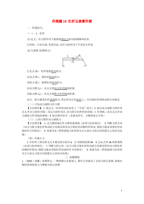 中考物理作图题精练精解作图题10杠杆五要素作图含解析