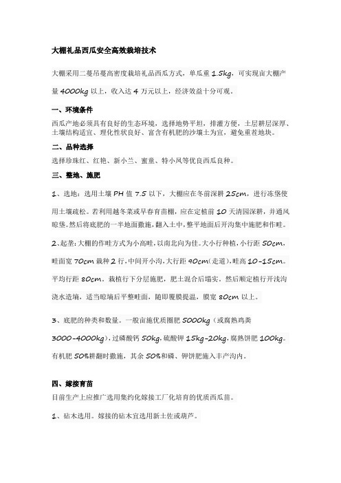 大棚礼品西瓜安全高效栽培技术