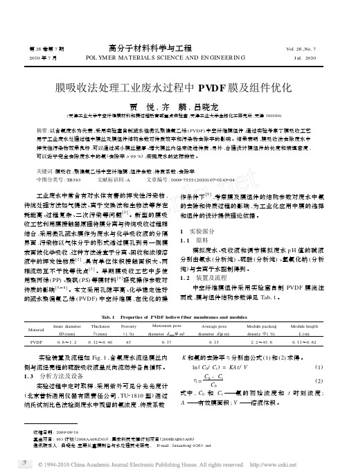 膜吸收法处理工业废水过程中PVDF膜及组件优化
