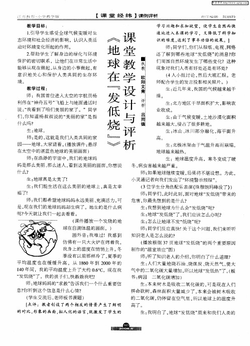 《地球在“发低烧”》课堂教学设计与评析