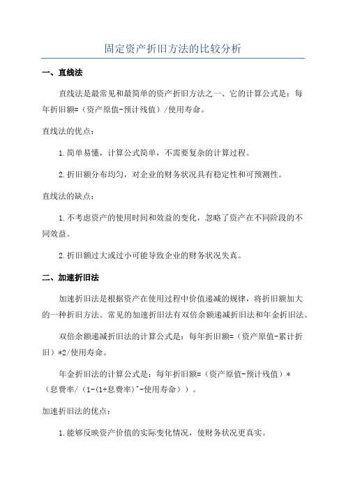 固定资产折旧方法的比较分析