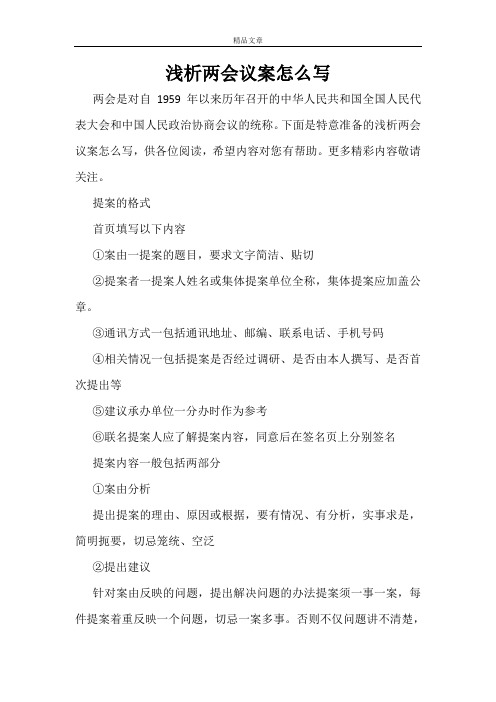浅析两会议案怎么写