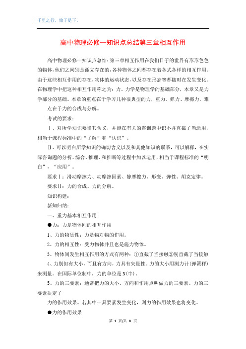 高中物理必修一知识点总结第三章相互作用