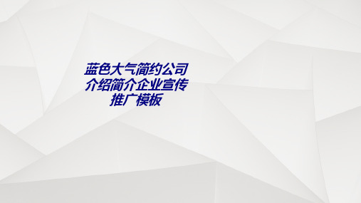 蓝色大气简约公司介绍简介企业宣传推广模板专题培训课件
