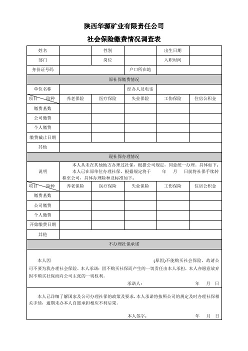 表格11社保情况调查表