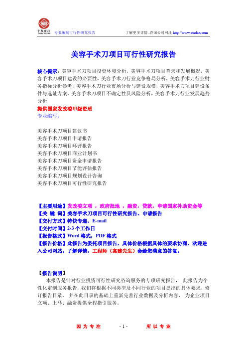美容手术刀项目可行性研究报告