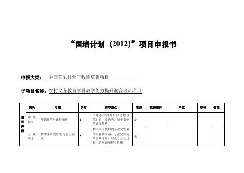 “国培计划”项目申报书(重庆市)