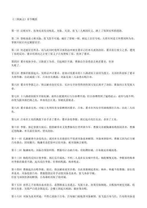 《三国演义》章节概括(1~120)