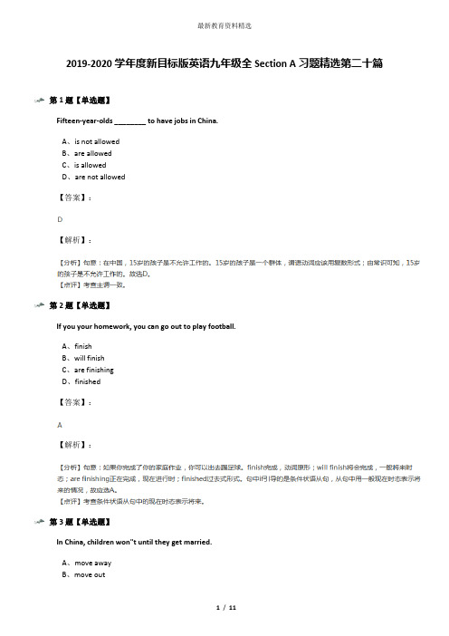2019-2020学年度新目标版英语九年级全Section A习题精选第二十篇
