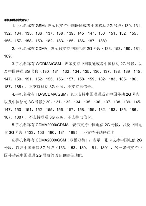 手机制式