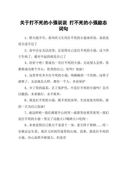 关于打不死的小强说说 打不死的小强励志词句