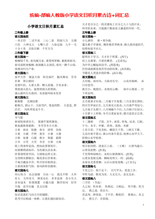 部编人教版小学语文日积月累+古诗词汇总【最新统编版】