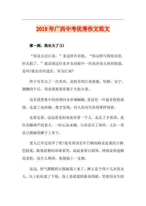 广西中考优秀作文范文