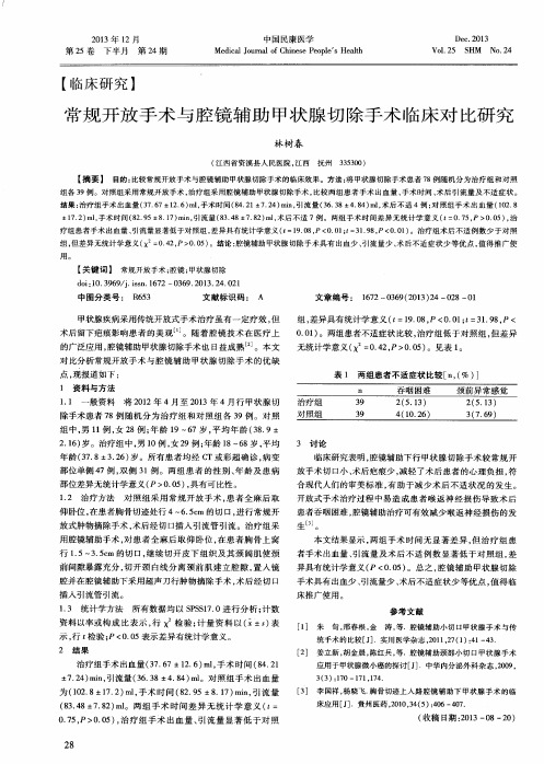 常规开放手术与腔镜辅助甲状腺切除手术临床对比研究