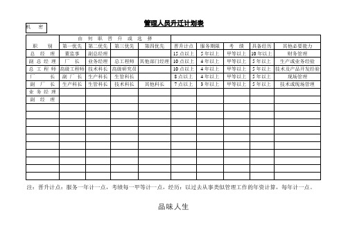 管理人员升迁计划表.doc