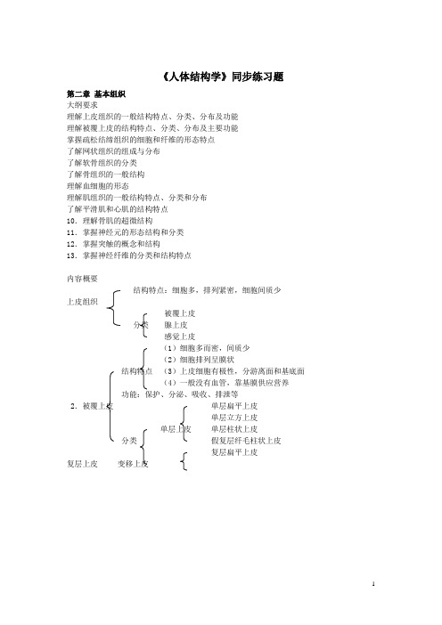 湖北省-《人体结构学》同步练习题——基本组织(含答案)
