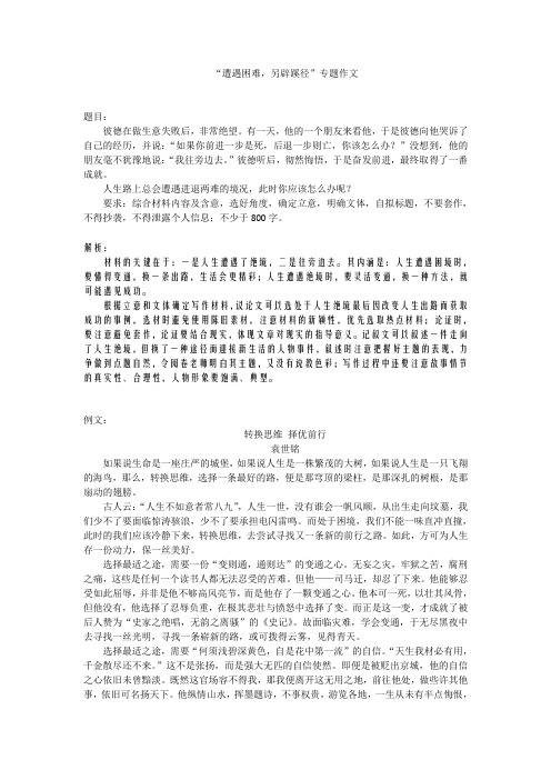 “遭遇困难,另辟蹊径”专题作文
