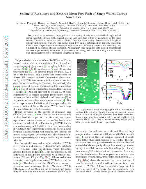 Scaling of Resistance and Electron Mean Free Path of Single-Walled Carbon Nanotubes