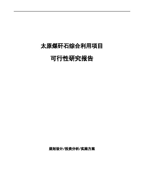 太原煤矸石综合利用项目可行性研究报告