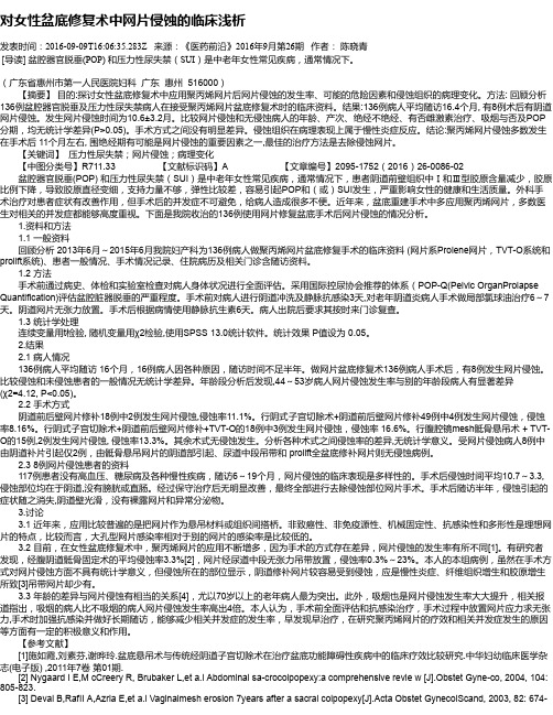 对女性盆底修复术中网片侵蚀的临床浅析
