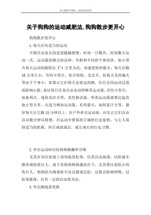 关于狗狗的运动减肥法,狗狗散步更开心