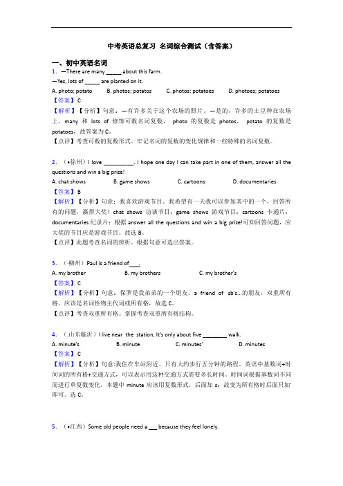 中考英语总复习 名词综合测试(含答案)