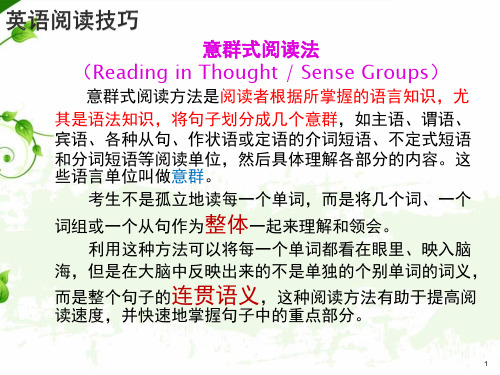 英语阅读技巧 意群阅读法ppt课件