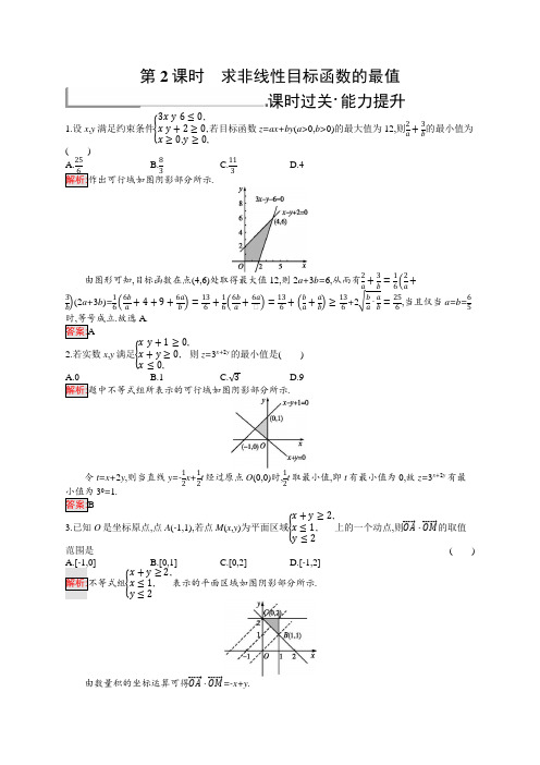 2018秋新版高中数学北师大版必修5习题：第三章不等式 3.4.2.2 含解析