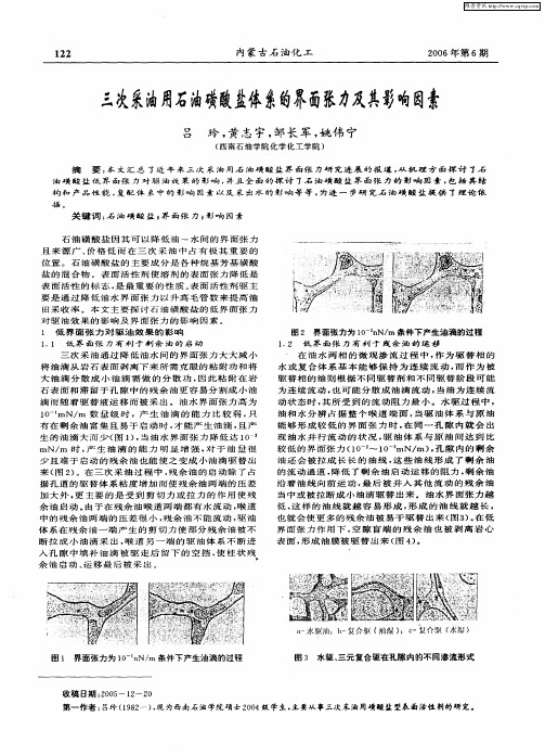 三次采油用石油磺酸盐体系的界面张力及其影响因素