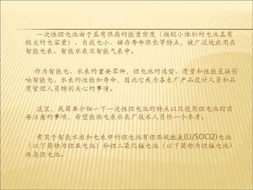【课件】锂电池在智能水表电表中的应用PPT