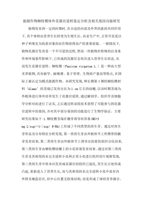 能源作物柳枝稷体外花器官逆转鉴定分析及相关基因功能研究