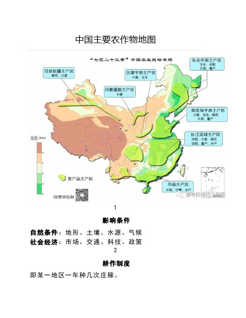 高考地理中国主要农作物地图