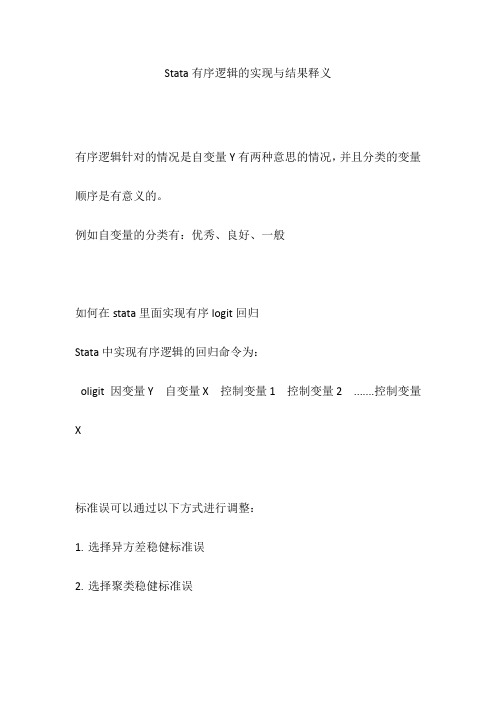 stata有序logit回归