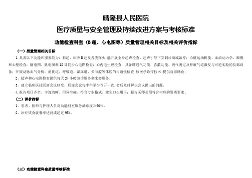 (功能检查科室)医疗质量管理与持续改进相关目标及质量考核标准